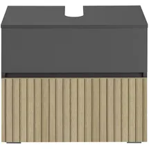 Home Affaire Waschbeckenunterschrank HOME AFFAIRE "Wisla", schwarz (anthrazit, eiche struktur), B:60cm H:55cm T:35cm, Spanplatte, Schränke, Waschbeckenunterschrank, Siphonausschnitt, Push-to-open-Funktion, Breite 60cm, Höhe 55 cm