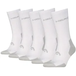 HEAD Unisex Tennissocken, 5er Pack - ELEMENTS TENNIS CREW ECOM, Sportsocken Weiß 43-46