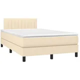 vidaXL Boxspringbett mit Matratze Creme 120x190 cm Stoff