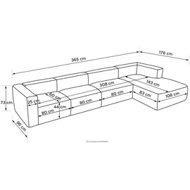 Konsimo Ecksofa Buffo ¦ beige ¦ Maße (cm): B: 365 H: 73