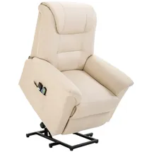 Homcom Fernsehsessel mit Aufstehhilfe, Verstellbarer Massagesessel Kunstleder, Creme