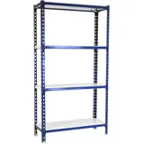 Simonrack Schwerlastregal, Lagerregal, 150x90x40 cm, Metallregal, Kellerregal, Biegestelle 180 kg, 4 Fachböden, Blau/Weiss - Simonclick