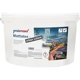 Preismaxx Mattlatex Farbe für Innen Wandfarbe Latexfarbe matt, weiß, 5 Liter, Deckkraftklasse 2, Nassabriebklasse 2
