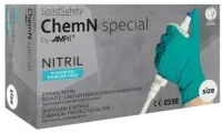 SolidSafety ChemN special Nitrilhandschuhe, puderfrei, grün 081303-M , 1 Packung = 100 Stück, Größe M