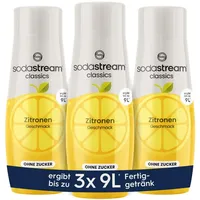 Sodastream Sirup 3x Zitrone ohne Zucker, 1x Flasche ergibt 9 Liter Fertiggetränk, Sekundenschnell zubereitet und immer frisch, 3x 440 ml