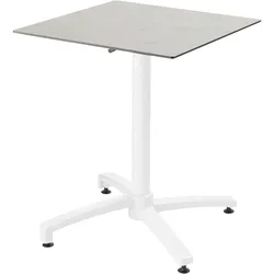 Oviala Business Set Tisch 60 cm hellgrauer Beton und 4 weiße Metallstühle