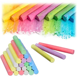 Relaxdays Kreide 24er Pack, Malkreide für Tafel und Straße in 6 Farben, Kinder- und Lehrerkreide, rund, Ø 9 mm, Bunt