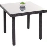 Mendler Poly-Rattan Gartentisch Cava, Esstisch Beistelltisch Tisch mit Glasplatte, 80x80cm schwarz