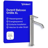 Duravit Balcoon Waschtischarmatur, BA1043002070 XL FreshStart und MinusFlow, Ausladung