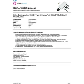 helos Dockingstation, USB 3.1 Type-CTM St./DP/HDMI/DVI/VGA Bu, PREMIUM 4K, silber