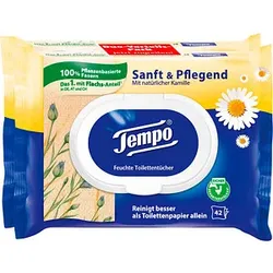 Tempo Feuchtes Toilettenpapier Sanft & Pflegend Duo-Pack 1-lagig, 2x 42 Tücher