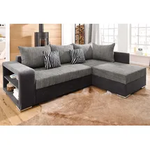 Collection AB "John L-Form", schwarz (schwarz, grau), B:226cm H:80cm T:92cm, Zierkissen: 100% Polyester;Microfaser PRIMABELLE (100% Polyester) / Struktur ( 20% Polyacryl, 80% Polyester );Kunstleder SOFTLUX / Struktur ( 20% Polyacryl, 80% Polyester ),