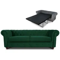 Sofnet Schlafsofa Asti 3 Bis, mit Schlaffunktion, Chesterfield Sofa 3-er, Sofagarnitur, Bettsofa grün