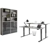 BMG Möbel Büromöbel-Set, e-Office Set 20, Schreibtisch höhenverstellbar,