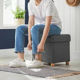 Songmics Sitzhocker mit Stauraum Baumwolle 38 x 38 x 38 cm Grau