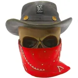 Dekohelden24 Keramik Spardose Totenkopf Bandit mit Gummiverschluss, Größe L/B/H: ca. 12 x 11 cm