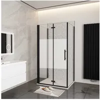 duschspa Komplettdusche 195cm Duschkabine Duschwand mit Milchstreifen Duschtür Falttür Drehtür, BxT: 70x80 cm, Einscheibensicherheitsglas, Sicherhaitsglas, Set, ebenerdiger Einbau möglich 70 cm x 195 cm x 80 cm