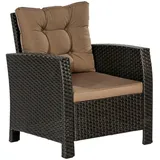 Merxx Gardenson Rattansessel, Braun, Beige, Metall, Kunststoff, Uni, Füllung: Polyetherschaumkern, 72x85x66 cm, Gartenmöbel, Gartenstühle, Gartenstühle