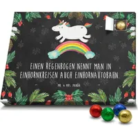 Mr. & Mrs. Panda Schoko Adventskalender Einhorn Regenbogen - Schwarz - Geschenk, Einhörner, Erwachsenwerden, Schokoladen Adventskalender, Pegasus,... - Schwarz