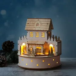 LED Weihnachtshaus mit Musik und fahrendem Zug - beleuchtete Weihnachtsszene - H...