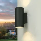 Licht-Erlebnisse Up Down Außenleuchte Anthrazit IP54 eckig H: 30 cm 2x E27 wetterfest indirekte Beleuchtung Wandlampe Fassadenstrahler Haus Balkon