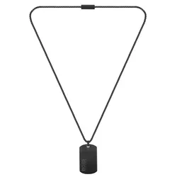 Kette mit Anhänger BOSS "Schmuck Edelstahl Halsschmuck Venezianerkette ID", schwarz, Halsketten, Herren, Edelstahl, L: 61cm, Dog-Tag-Kette