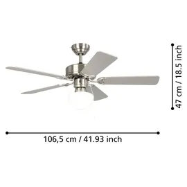 EGLO Cadiz 106,6 cm Deckenventilator nickel matt/weiß mit Licht