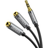 UGREEN Audio Splitter 3,5mm Aux Splitter Verlängerung Kabel für Zwei Kopfhörer, Klinke Splitter kompatibel mit Kopfhörer, Handy, PC, Tablet, Headset, Autoradio, Lautsprecher usw. 20cm Grau