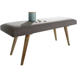 Kadima Design Sitzbank `Sile`: Retro-Stil, Bequeme Polsterung, Strapazierfähiger Stoffbezug, Massivholz, Anti-Rutsch-Noppen. Grau, 117x38x51 cm