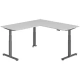 bümö Eckschreibtisch grau, graphit Holzwerkstoff, Nachbildung, Rechteckig, 180x74x200 cm FSC Mix, Arbeitszimmer, Schreibtische, Eckschreibtische