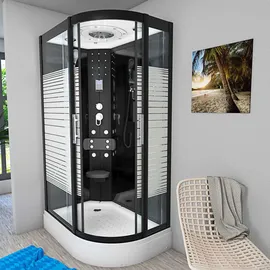 AcquaVapore D30-73M0R Komplettdusche 80 x 120 cm rechts schwarz Glas Aluminium