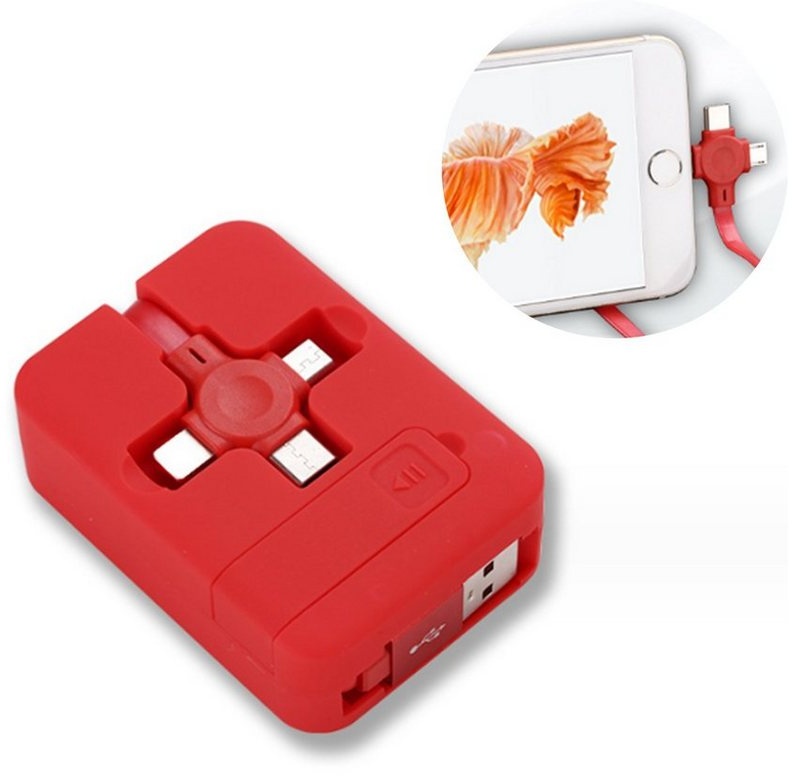 Diida Ladekabel,Datenkabel,3-in-1-Kabel,Datenübertragbar,Handyhalterung Smartphone-Kabel rot