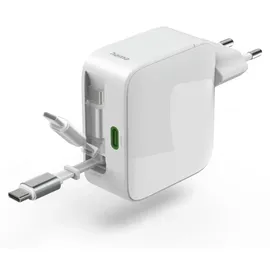 Hama Schnellladegerät GaN 30W ausziehbares Ladekabel Weiß