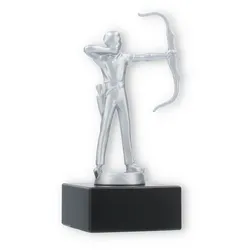 Pokal Metallfigur Bogenschütze silbermetallic auf schwarzem Marmorsockel 15,0cm