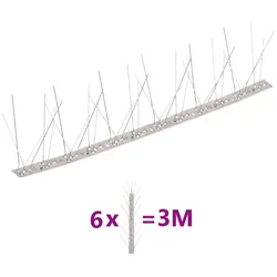 6-tlg. Vogelabwehr-Spikes-Set 3 m Edelstahl 5-reihig