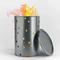 Fuchsbau Feuertonnen Feuertonne mit Sternenhimmel Motiv - Gefertigt aus neuem Ölfass - Besondere Feuerstelle für Garten und Terrasse - Hohe Feuerschale mit Rostoptik - 90 x 60 cm