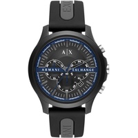 Armani Exchange Uhr für Männer , Quarzwerk, 46MM Schwarz, Grau NylonGehäuse mit einem Silikonarmband, AX2447