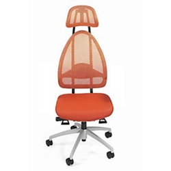 Topstar Design-Bürodrehstuhl mit Kopfstütze und Netzrücken, Höhe  830mm, orange