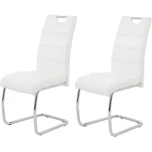 Hela Tische, 2er Set Schwingstuhl, Küchenstuhl Flora, Kunstleder Weiß, Griffmulde, Metallgestell verchromt, 42x57x98 cm) - Lederlook - BHT 42x98x57 cm