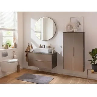 Camargue Marble Badmöbel-Set  (Gesamtbreite Badmöbel: 90 cm, Grau Marmor/Goldbronze)