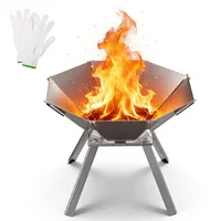 Doedoefong Edelstahl Feuerschale 50x35x46cm, Faltbare Camping Feuerschale mit Vierfuß-Ständer, tragbare Feuerstelle für Garten Camping, kleine Feuerschalen aus 304 Edelstahl, leicht & kompakt
