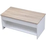 Happy Garden Couchtisch mit hochklappbarer Platte Weiß und Holz Hedda.