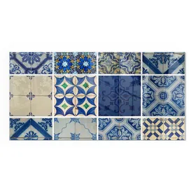 Tulup Kaminplatte Glas Rechteck 140 x 70 x 0,4 cm Blau