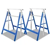 Fiqops Arbeitsbock 2er set Arbeitsböcke Tragkraft 200 kg 7-fach klappbock Böcke Höhenverstellbar 80-130 cm Metall Gerüstbock Gestelle Gerüstböcke Unterstellbock klappböcke