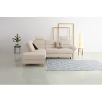 Home Affaire Ecksofa »Westerland L-Form«, Federkern-Polsterung, wahlweise mit Bettfunktion, Bettkasten beige