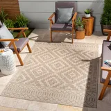 Livabliss Surya Outdoor Teppich wetterfest, Salema - In und Outdoor Teppich für Balkon, Terrasse, Garten, Küche - Outdoor Teppich Boho Style, Teppich für draußen - Teppich Beige,200x275cm