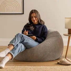 I.C.O.N. icon Sitzsack Grau, Sitzsack Erwachsene mit Füllung, Bean Bag, Cord Sessel, Lounge Sessel, Lounge Stuhl, Schlafzimmer, Wohnzimmer, Wohnzimmer Möbel