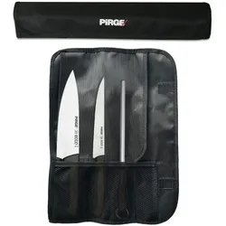 Pirge Ecco Starter Set Profi Messerset mit Tasche 4 Stück - Profi Kochmesser Set - Edelstahl Profi Küchenmesser Set - Messer Set Scharf