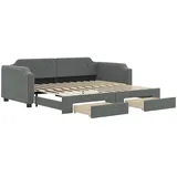 vidaXL Tagesbett Ausziehbar mit Schubladen Dunkelgrau 90x200 cm Stoff1886490