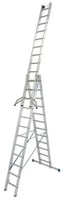 Vielzweckleiter aus Aluminium, mit 2 Wandlaufrollen, 3 x 12 Sprossen